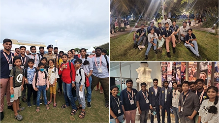 Students actively participating in a competitive chess event held in Chennai.