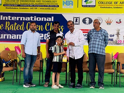 Siddharth winning a chess tournament representing Time2Chess