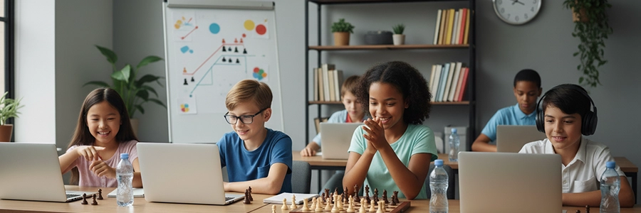 Time2Chess students play five weekly tournaments to boost confidence, competition skills, and gameplay.